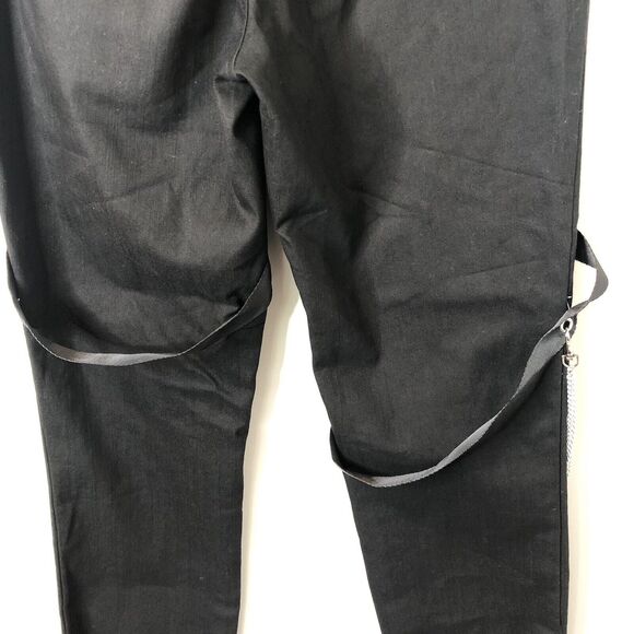 Hot Topic NWT Men's Black Twill Strap Chain Jogger Pants Size Medium 32X30.5 - Picture 9 of 12